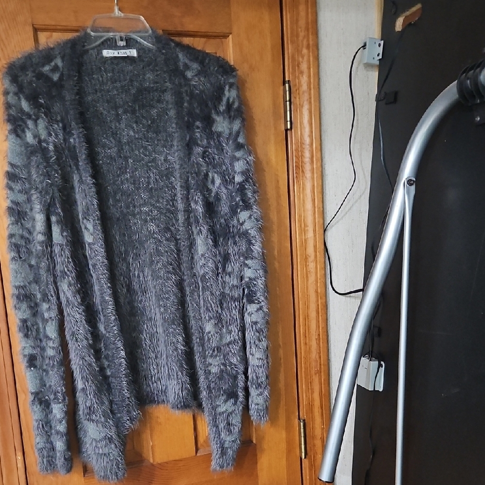 Cato Charcoal Fuzzy Women's Cardigan